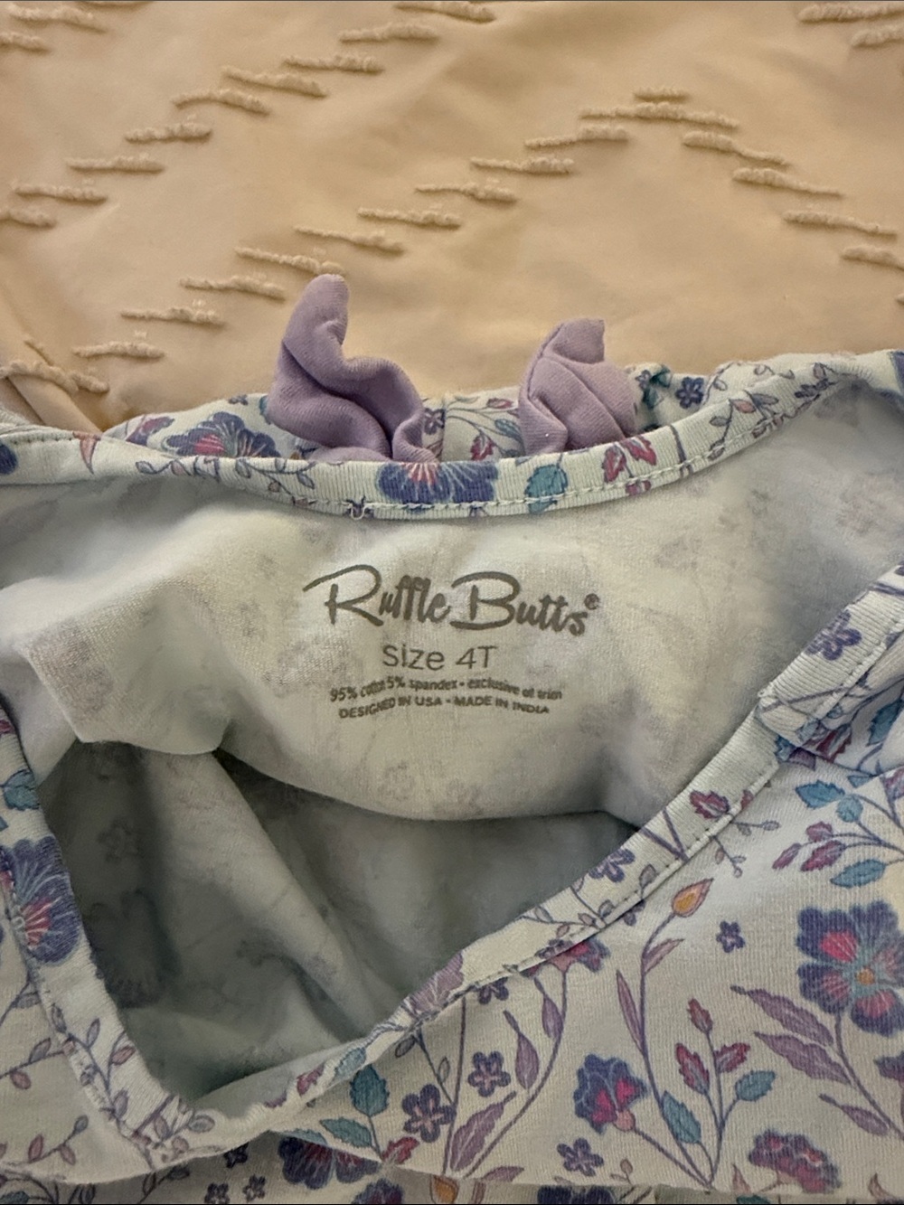 Ruffle Butts Light Blue Floral Twirl Dress with Lavender Accents - Picture 2 of 6